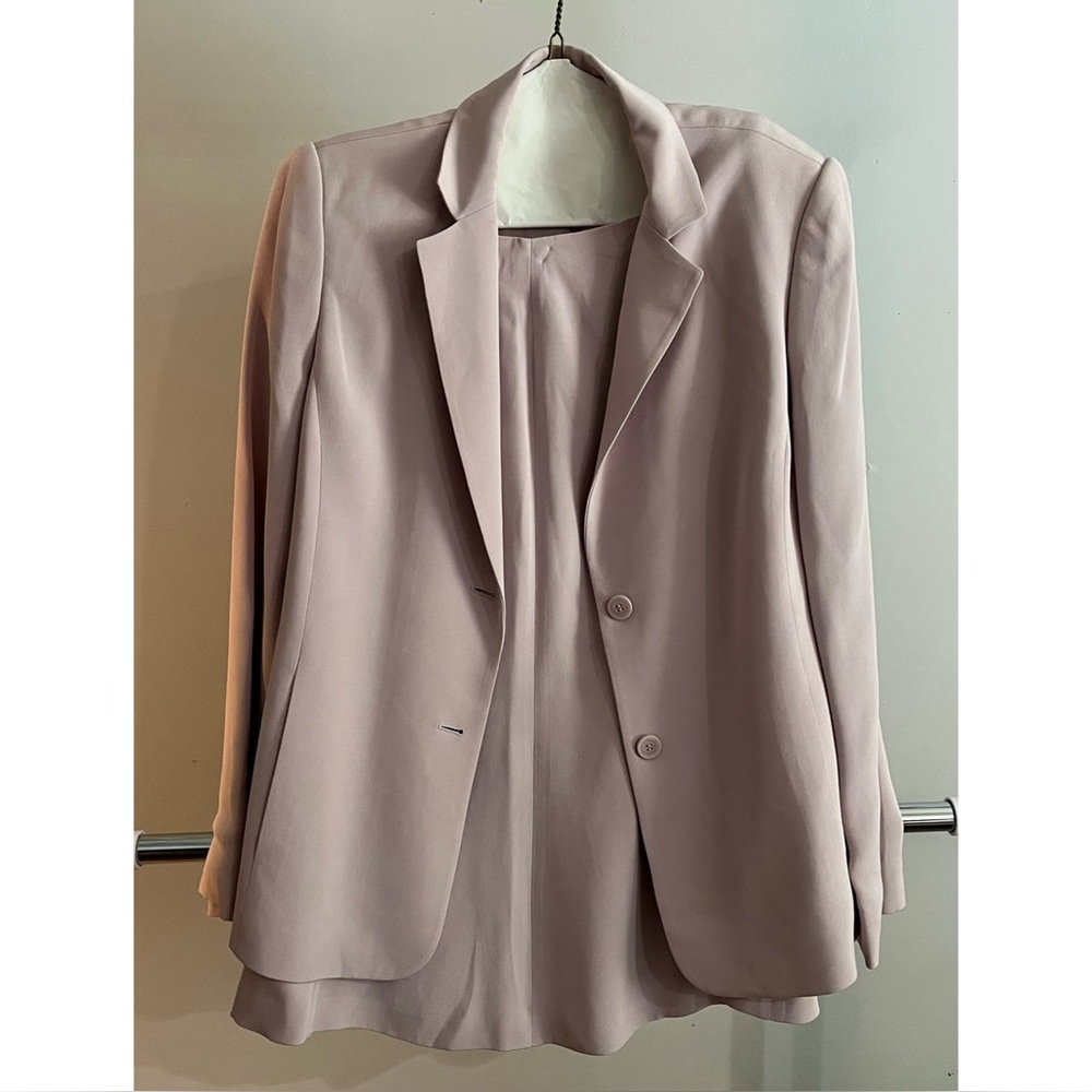 Elegant SILK Blush Pink Blazer and Dress Set